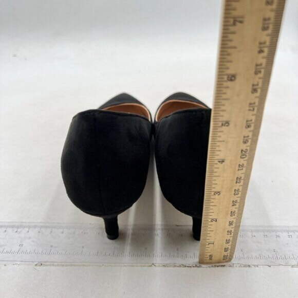 FSJ Women Classic Kitten Heels Pointy Closed Toe Pumps Slip On Office Black - Picture 5 of 8